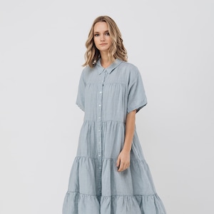 Linen dress new MOON . Linen kaftan, linen tunic dress. Linen clothing for women.