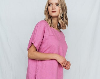 Linen dress  ENID  . Short sleeve  dress