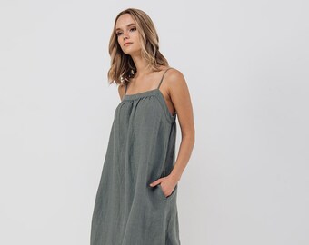 chinese dress ladies Feminine DEWI DRESS made out of Natural Linen