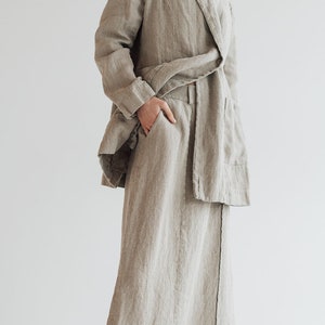 Maxi linen skirt RAW, long skirt with pockets image 4