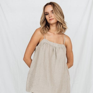 Linen cami top BALI , linen top and linen shorts, slip top, pajamas set image 1