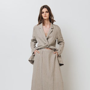 Maxi linen skirt RAW, long skirt with pockets image 1