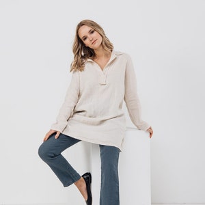 Linen shirt dress BIANCA. Linen tunic shirt dress