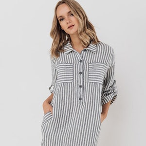Linen tunic dress MARA . Linen shirt dress