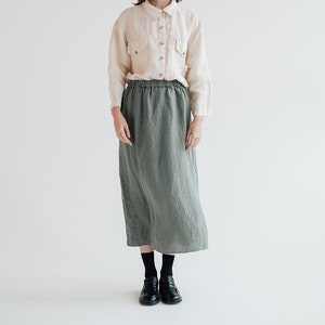 Linen skirt Ruby . Natural linen skirt . Midi linen skirt image 1