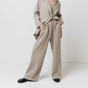 Linen pants RAW, straight cut heavy linen trousers with pockets