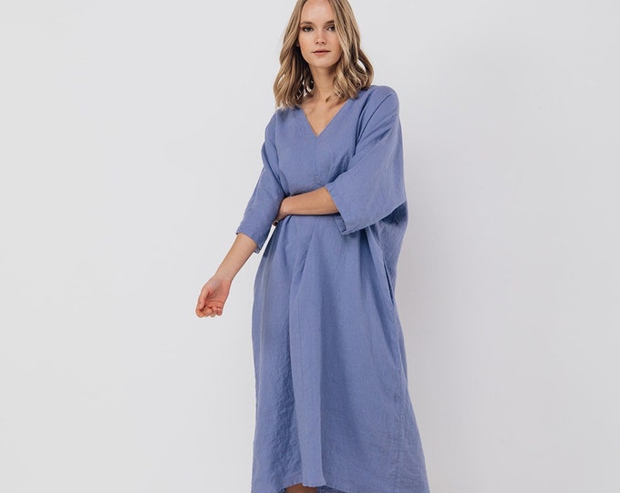 Linen dress EVA with belt .  Linen kaftan dress