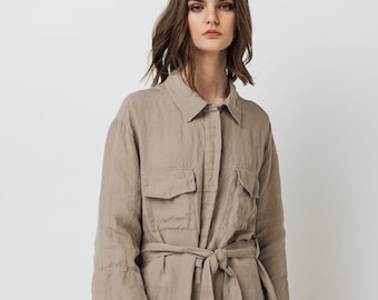 Linen shirt dress PUERTO  . Limited edition