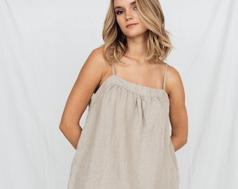 Linen cami top BALI ,  linen top and linen shorts,  slip top, pajamas set