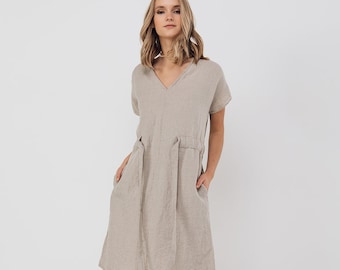 Linen dress  Jessica. Linen tunic dress. Summer linen dress. Stonewashed linen dress relaxed fit