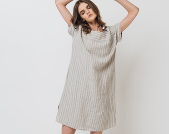 Linen dress  ENID  . Short sleeve  dress