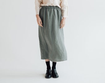 Linen skirt Ruby . Natural linen skirt . Midi linen skirt