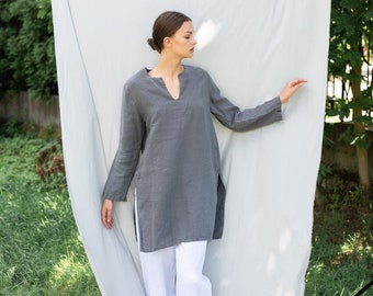 Linen tunic shirt SHADE, Linen  tunic dress for women, linen tunic shirt women, short linen dress, tunic dress