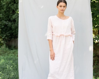 Linen dress DARTA , linen midi dress,Linen tunic dress