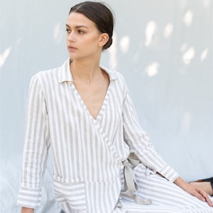 Linen wrap dress WRAP Me.  Linen clothing for women. Linen robe, long linen dress