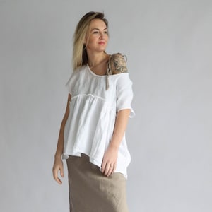 Linen shirt LOLA , Linen  tunic dress for women, linen tunic women, white linen shirt