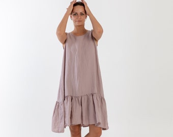 Linen dress DAISY.  Linen dress for women. Linen tunic dress. White Summer linen dress. Relaxed fit  linen dress