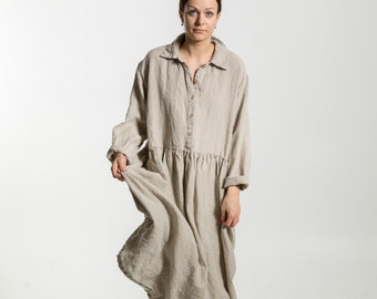 Linen dress JULIA . Linen dress , long sleeves loose fit . Tunic dress