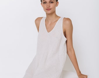 Linen slip dress de ROM . Bias cut linen dress for women. Linen tunic dress. Linen pinafore dress, linen jumper  dress