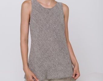 Loose linen tank top LEE,  bias cut  linen shirt for  women, plus size shirt, tunic shirt