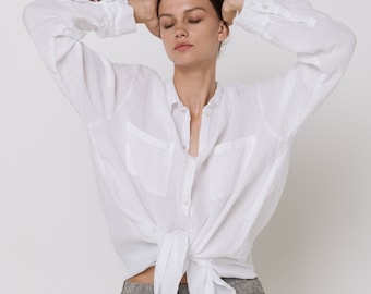 Linen shirt BOYFRIEND.   Linen shirt  women,  oversize tunic shirt , boho shirt , white  shirt