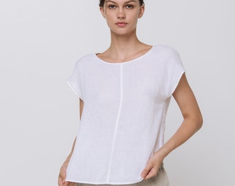 Linen tank Top IDEA , white linen shirt, linen crop top, crop shirt