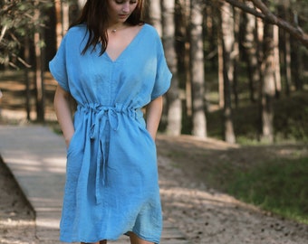 Linen dress  Jessica. Linen tunic dress. Summer linen dress. Stonewashed linen dress relaxed fit