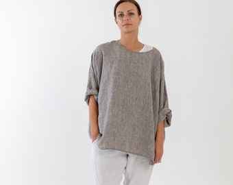 Leinenhemd VANESSA. Leinenhemd für Damen, 3/4-Arm-Shirt, Plus-Size-Shirt, Tunika-Shirt, Boho-Shirt oversized