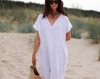 Linen dress  ZOE . Linen dress for women. Linen tunic dress. Summer linen dress.