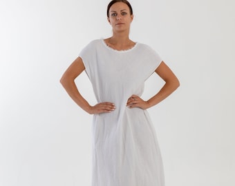 Linen dress ANNA. Long linen dress. Linen tunic dress,  body fit  linen dress