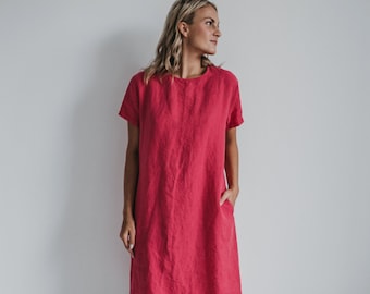 Linen dress GITA.   Linen tunic dress, knee length dress