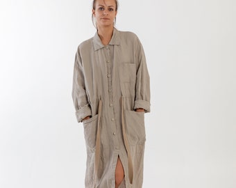 Linen jacket LUCY.  Full length jacket. Linen coat. Linen clothing for women. Linen shirt dress