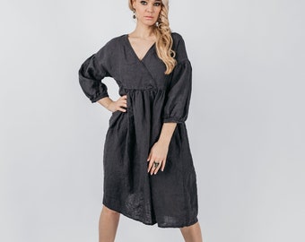 Linen dress DORA , short linen dress,Linen kaftan, linen tunic dress. Linen clothing for women.