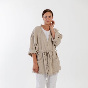 Linen shirt  LISA .Linen jacket.Japanese inspired oversize kimono jacket, linen clothing for women