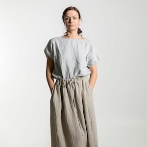 Linen skirt ISABEL . Natural linen skirt . Linen clothing for women. Midi linen skirt image 7