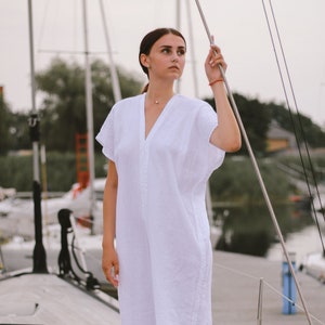 Long linen dress CIARA .  Summer linen dress. Linen tunic dress. Oversize linen dress