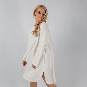 Linen dress THE CITY. Short linen dress . Linen tunic dress