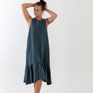 Linen dress DAISY  midi . Linen tunic dress.