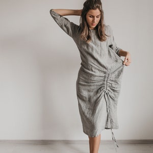 Linen shirt dress CELINA. Linen tunic dress, linen clothing for women image 6