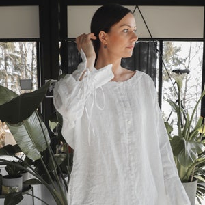 Linen tunic  dress TAMI. Knee length dress,linen shirt dress, linen clothing for women