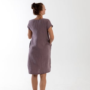 Linen dress ALICE .Knee length dress . Short sleeves dress image 4