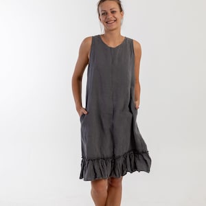 Linen dress  LAUREN. Knee length dress.  Linen tunic dress. White Summer linen dress. Relaxed fit  linen dress.