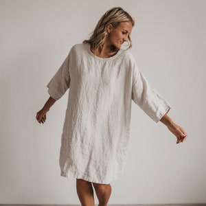 Linen dress IDA / linen summer / dress with pockets / tunic dress image 1