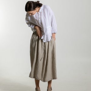 Linen skirt ISABEL . Natural linen skirt . Linen clothing for women. Midi linen skirt image 1