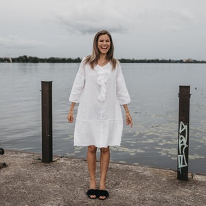 Linen dress GARBO , Linen shirt dress, linen dress for women, tunic dress , loose linen dress, Linen tunic