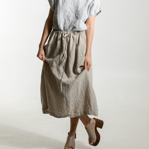 Linen skirt ISABEL . Natural linen skirt . Linen clothing for women. Midi linen skirt image 2