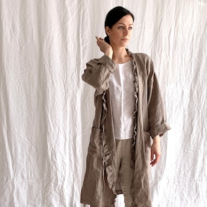 Linen dress ADELE .  Linen wrap dress . Linen robe, midi dress