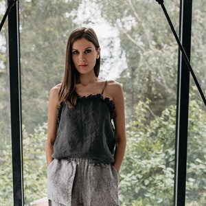 Linen top JULLIETTE,  linen slip top, linen pajama top