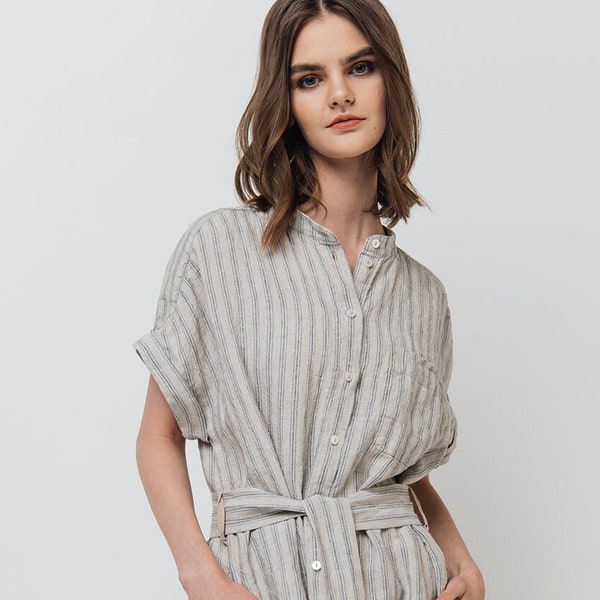 Linen tunic dress VERONA . Linen shirt dress