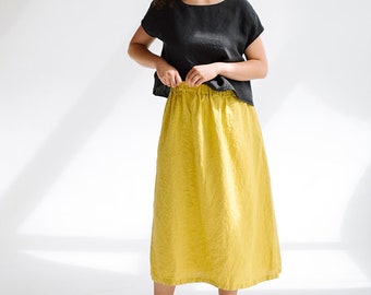 Linen skirt ARCOS . Natural linen skirt . Midi linen skirt